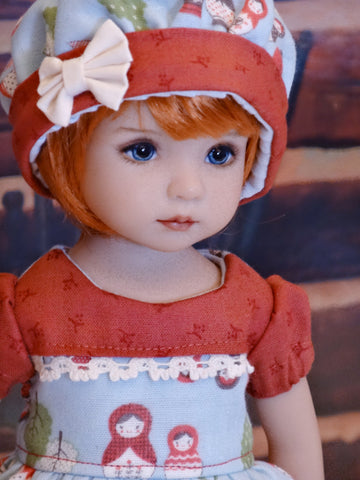 Woodland Matryoshka - dress, hat, tights & shoes for Little Darling Doll or 33cm BJD