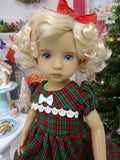 Xmas Plaid - dress, tights & shoes for Little Darling Doll or other 33cm BJD