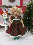 Xmas Plaid - dress, tights & shoes for Little Darling Doll or other 33cm BJD