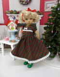 Xmas Plaid - dress, tights & shoes for Little Darling Doll or other 33cm BJD