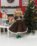 Xmas Plaid - dress, tights & shoes for Little Darling Doll or other 33cm BJD