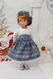 Yuletide Carols - dress, hat, tights & shoes for Little Darling Doll or 33cm BJD