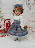 Yuletide Carols - dress, hat, tights & shoes for Little Darling Doll or 33cm BJD