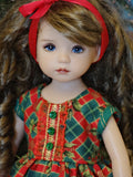 Yuletide Holly - dress, tights & shoes for Little Darling Doll or 33cm BJD