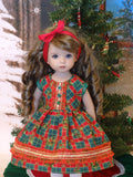 Yuletide Holly - dress, tights & shoes for Little Darling Doll or 33cm BJD