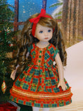 Yuletide Holly - dress, tights & shoes for Little Darling Doll or 33cm BJD
