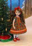 Yuletide Holly - dress, tights & shoes for Little Darling Doll or 33cm BJD