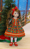Yuletide Holly - dress, tights & shoes for Little Darling Doll or 33cm BJD